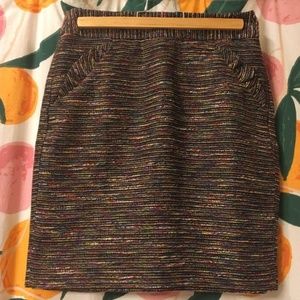 Ann Taylor Loft black & rainbow tweed skirt 0